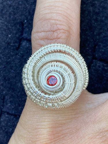 Garnet Golden Spiral ring (size 6.5)