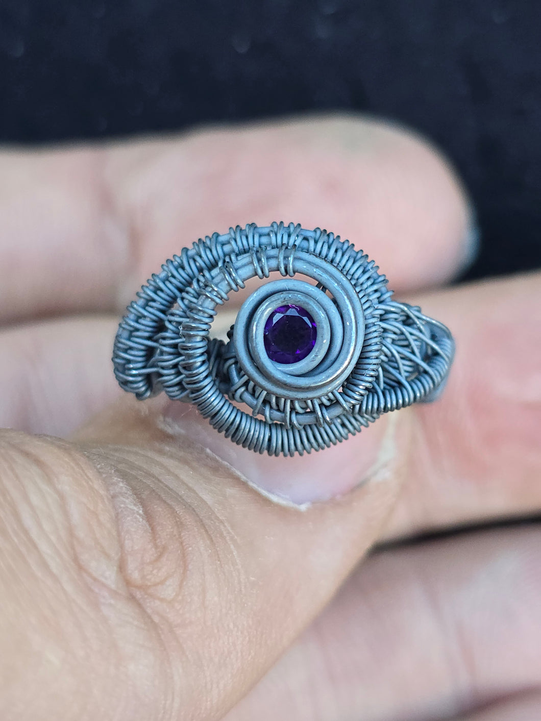 Oxidized amythest ring size 9